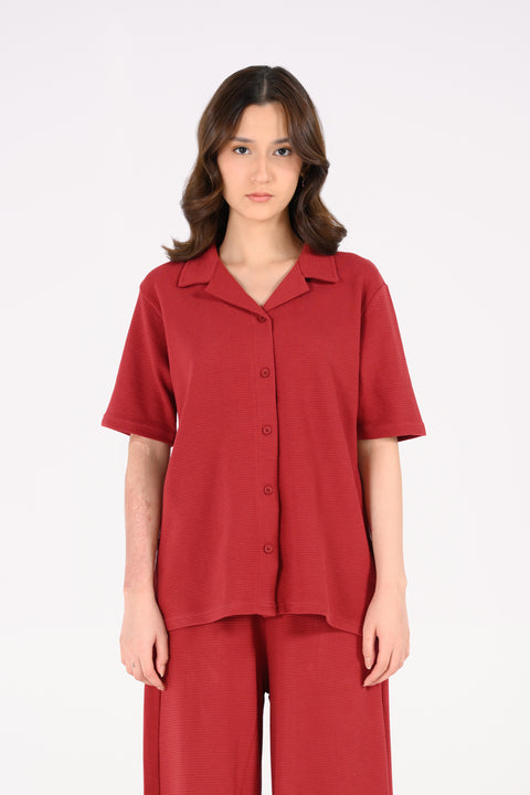 TEXTURED BUTTON DOWN TEE