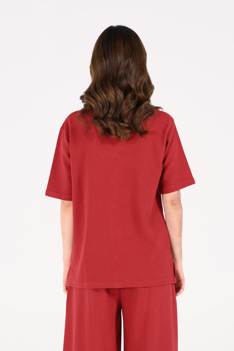 TEXTURED BUTTON DOWN TEE