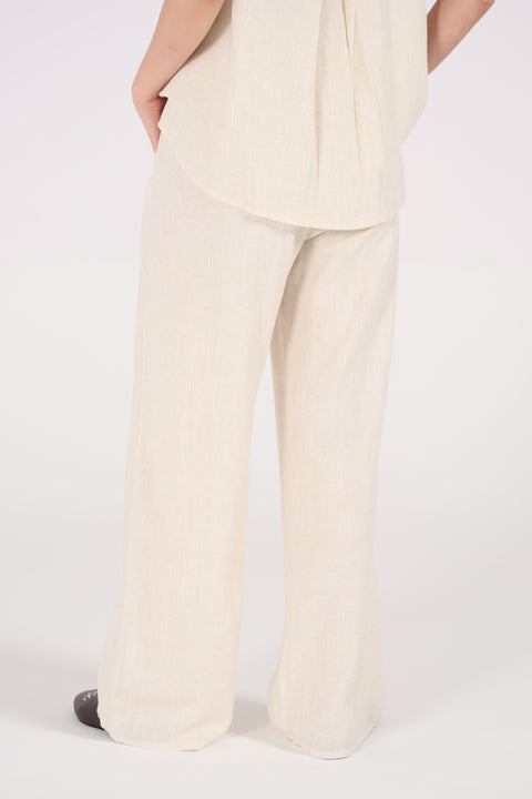 LINEN WIDE LEG TROUSERS