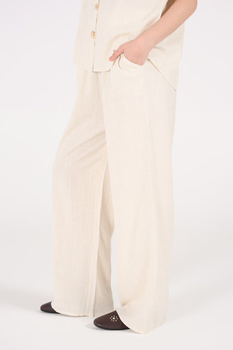LINEN WIDE LEG TROUSERS