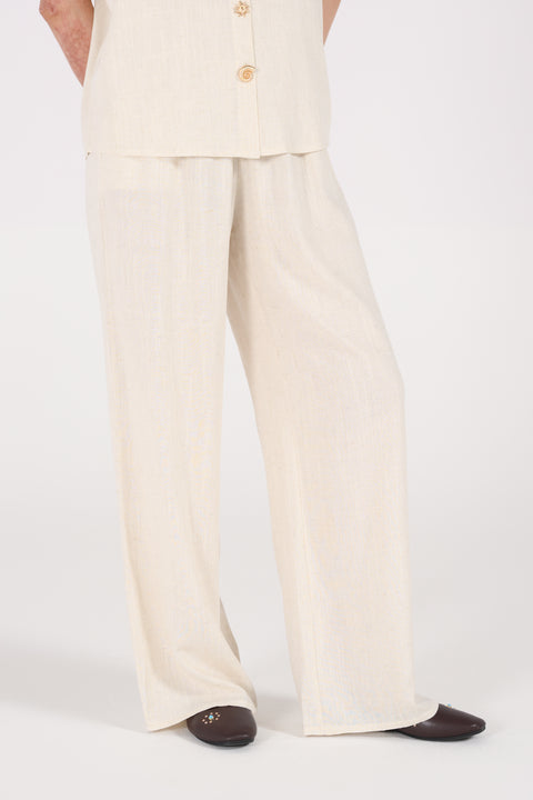 LINEN WIDE LEG TROUSERS