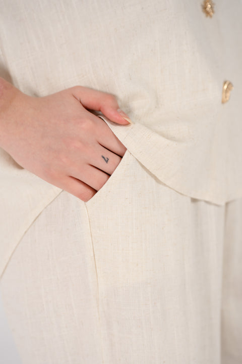 LINEN WIDE LEG TROUSERS