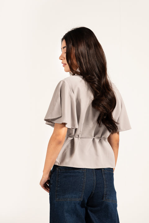 BUTTON DOWN SHIRT WITH TASSEL DETAIL