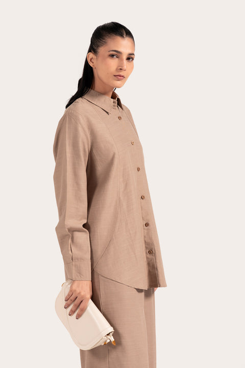 OVERLAP PANELLED BUTTON DOWN SHIRT