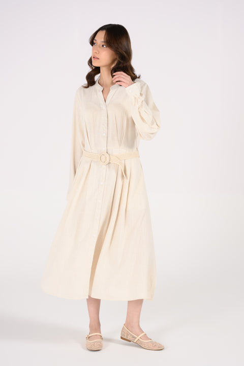 LINEN BELTED DRESS