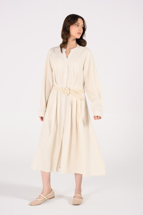 LINEN BELTED DRESS