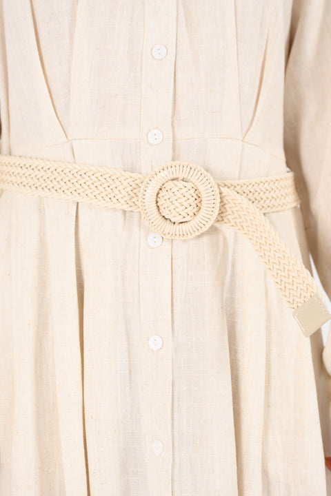 LINEN BELTED DRESS