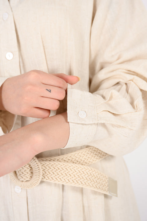 LINEN BELTED DRESS
