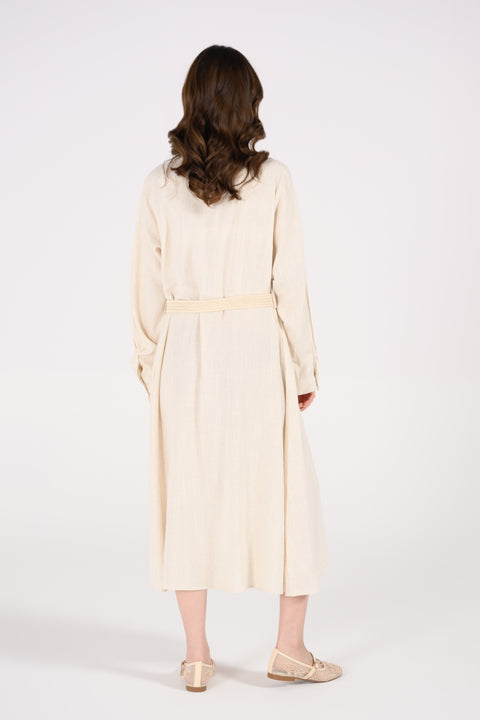 LINEN BELTED DRESS