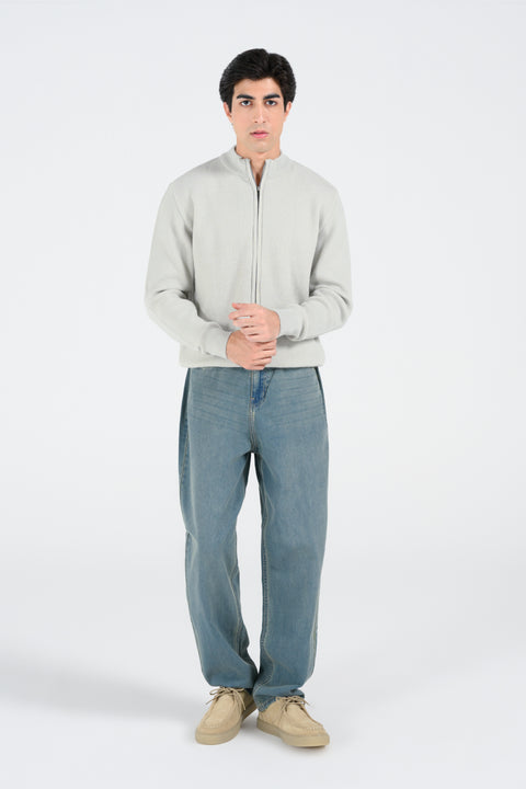 MOCK NECK ZIPPER SWEATER
