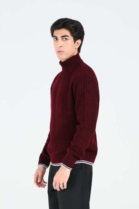 TEXTURED HIGH NECK SWEATER
