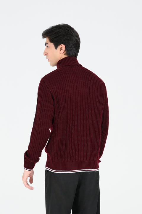 TEXTURED HIGH NECK SWEATER