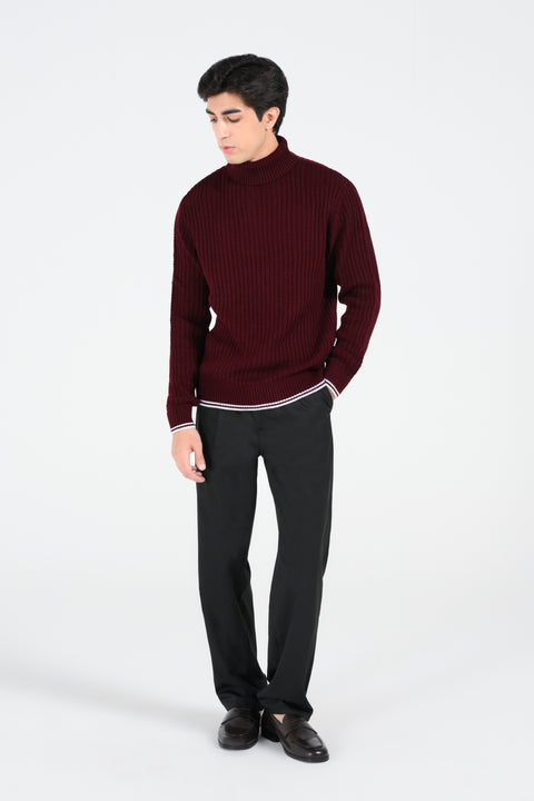 TEXTURED HIGH NECK SWEATER