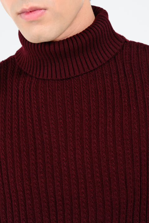 TEXTURED HIGH NECK SWEATER