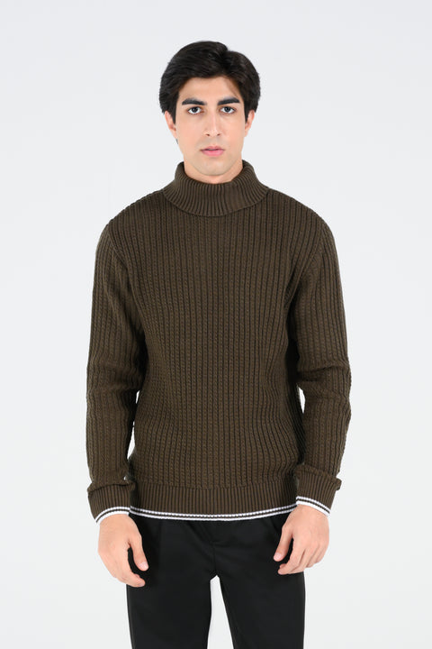 TEXTURED HIGH NECK SWEATER
