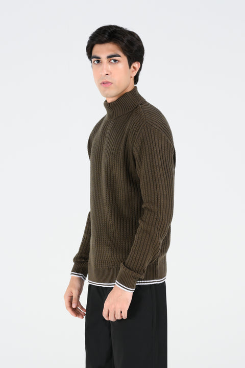 TEXTURED HIGH NECK SWEATER