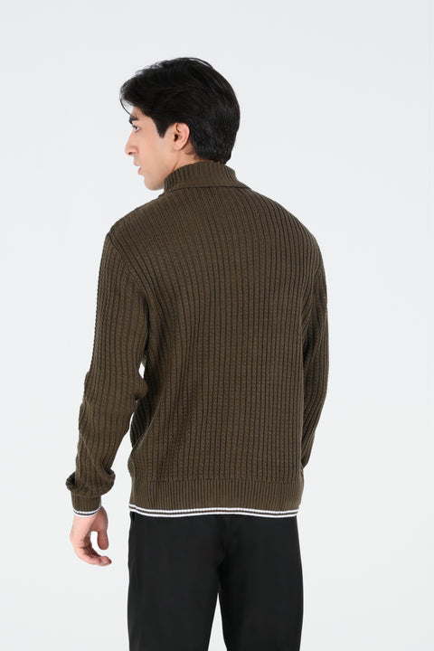 TEXTURED HIGH NECK SWEATER