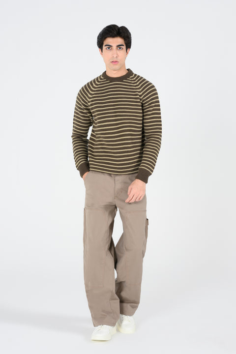 RAGLAN SLEEVE STRIPER SWEATER