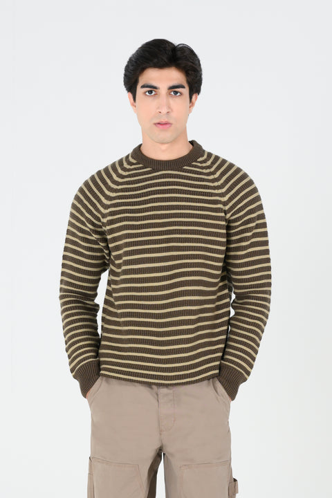 RAGLAN SLEEVE STRIPER SWEATER