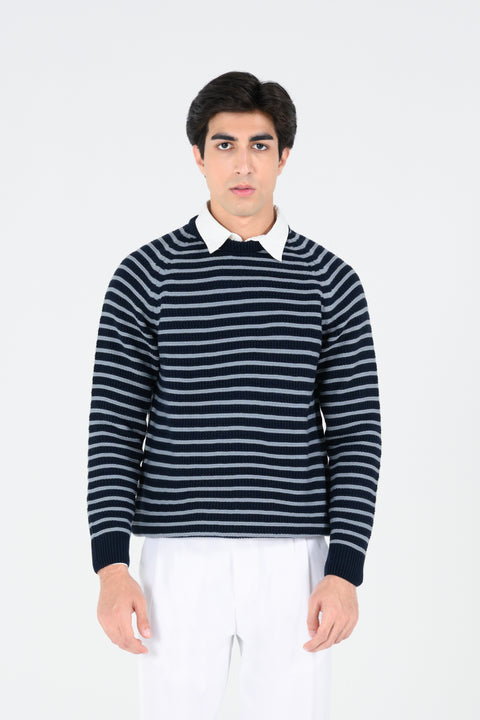 RAGLAN SLEEVE STRIPER SWEATER