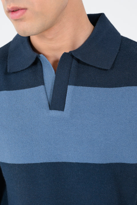 STRIPED POLO SWEATER