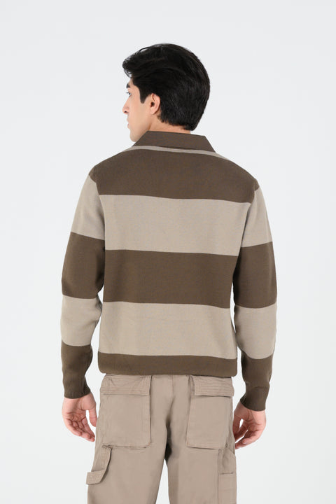 STRIPED POLO SWEATER