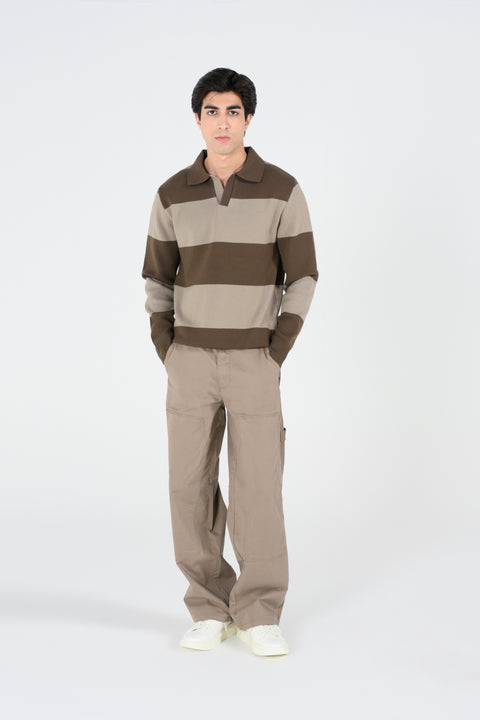 STRIPED POLO SWEATER