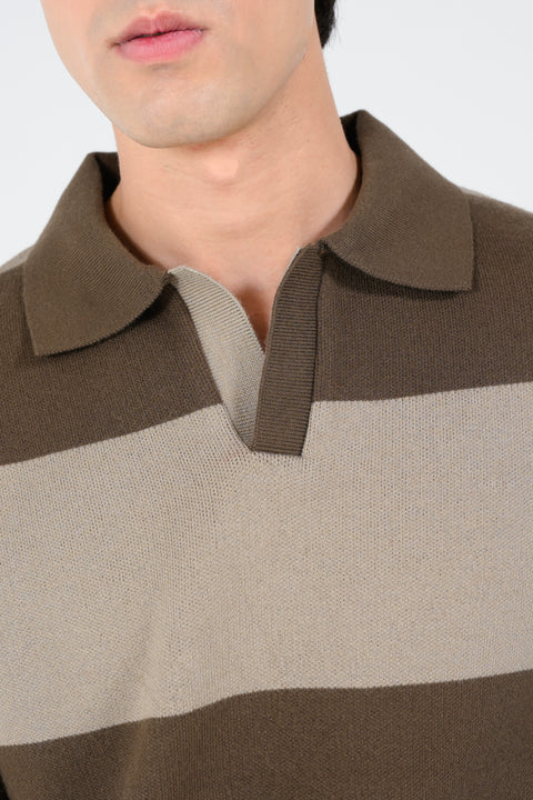 STRIPED POLO SWEATER