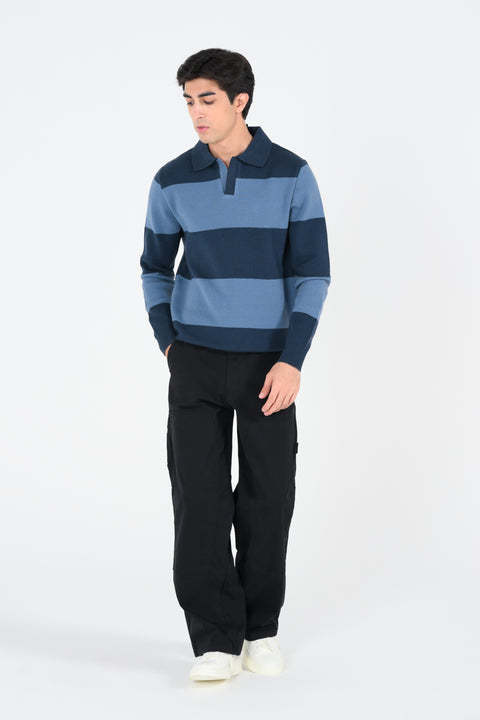 STRIPED POLO SWEATER