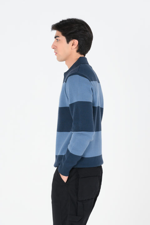 STRIPED POLO SWEATER