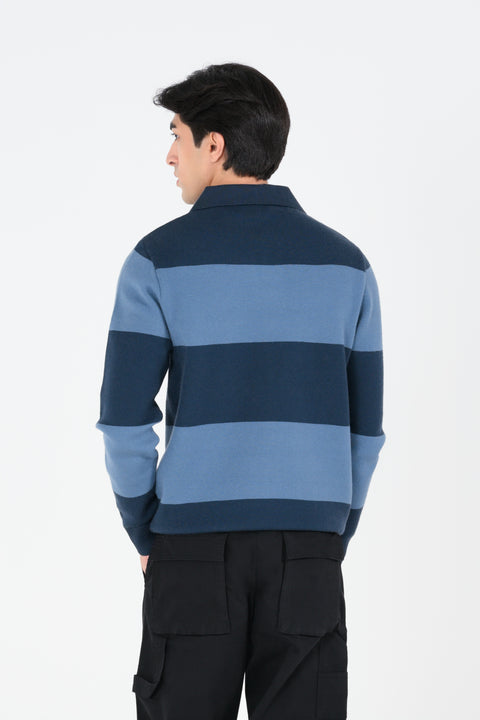 STRIPED POLO SWEATER