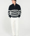 HALF ZIP MOCK NECK STRIPED SWEATER