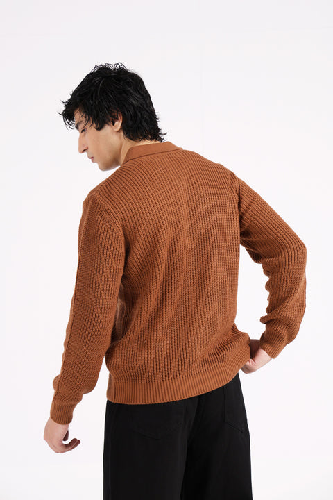 FULL ZIP POLO SWEATER