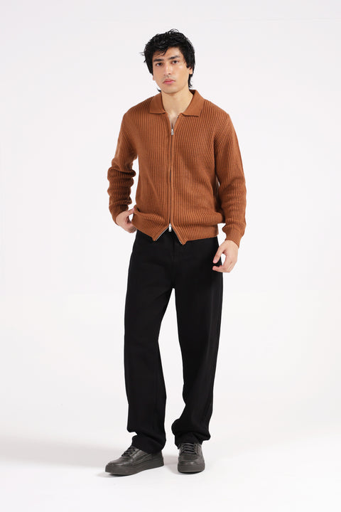 FULL ZIP POLO SWEATER