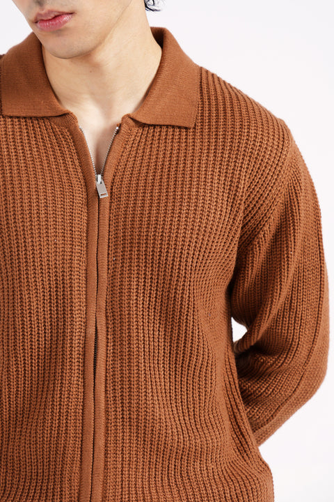 FULL ZIP POLO SWEATER