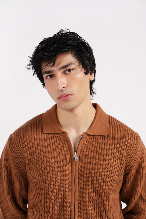 FULL ZIP POLO SWEATER