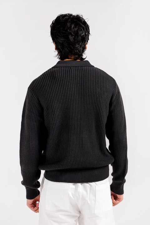 FULL ZIP POLO SWEATER