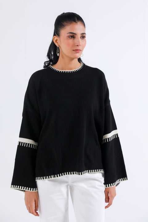 OVERSIZED JUMPER WITH CONTRAST TIPPING