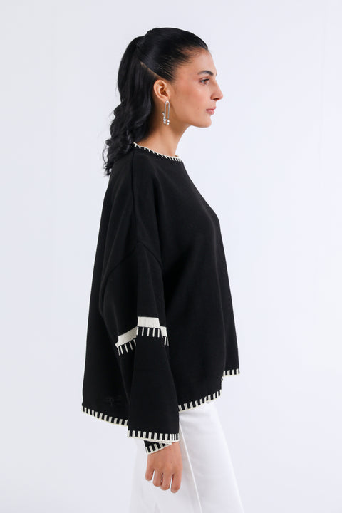 OVERSIZED JUMPER WITH CONTRAST TIPPING