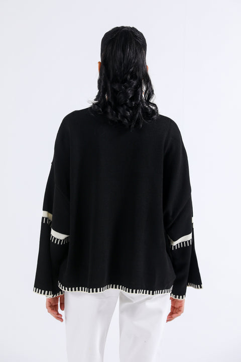OVERSIZED JUMPER WITH CONTRAST TIPPING