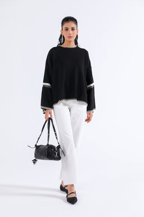 OVERSIZED JUMPER WITH CONTRAST TIPPING