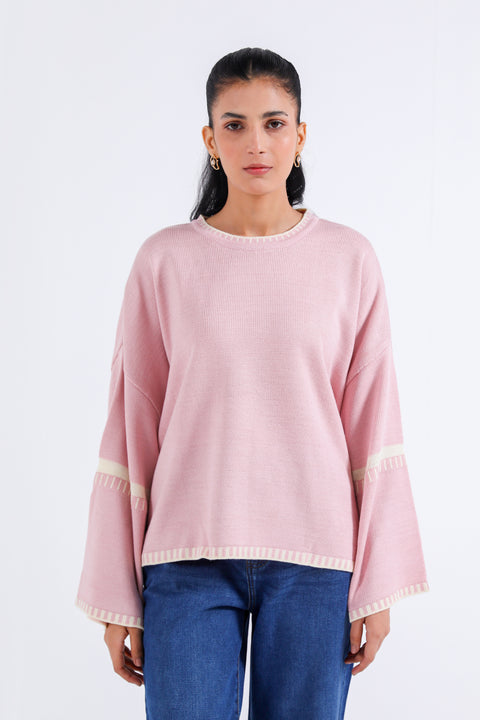 OVERSIZED JUMPER WITH CONTRAST TIPPING