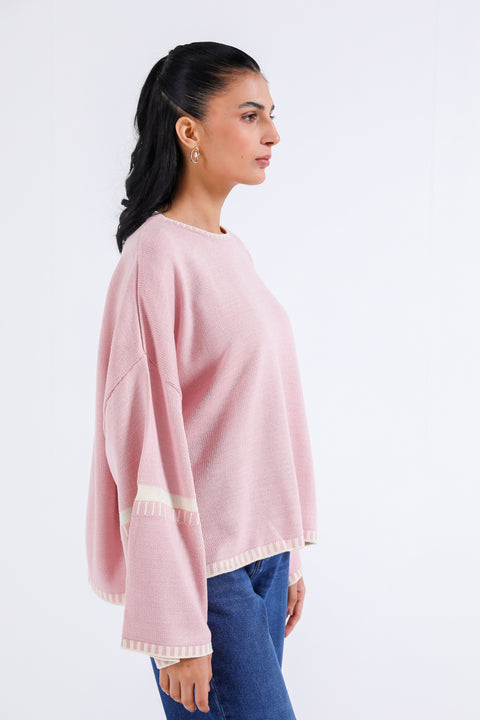 OVERSIZED JUMPER WITH CONTRAST TIPPING