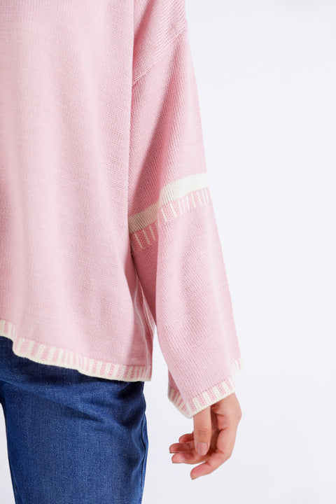 OVERSIZED JUMPER WITH CONTRAST TIPPING