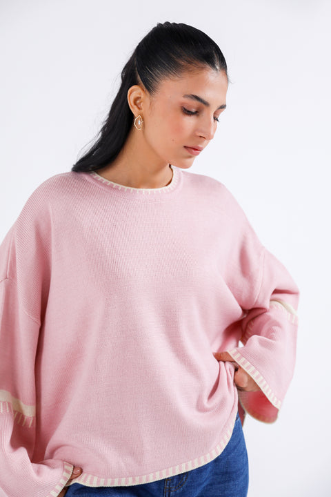 OVERSIZED JUMPER WITH CONTRAST TIPPING