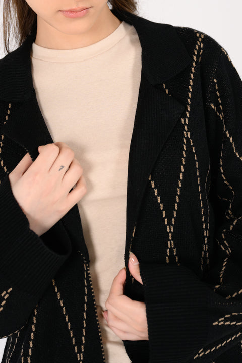 ARGYLE CARDIGAN WITH NOTCH COLLAR