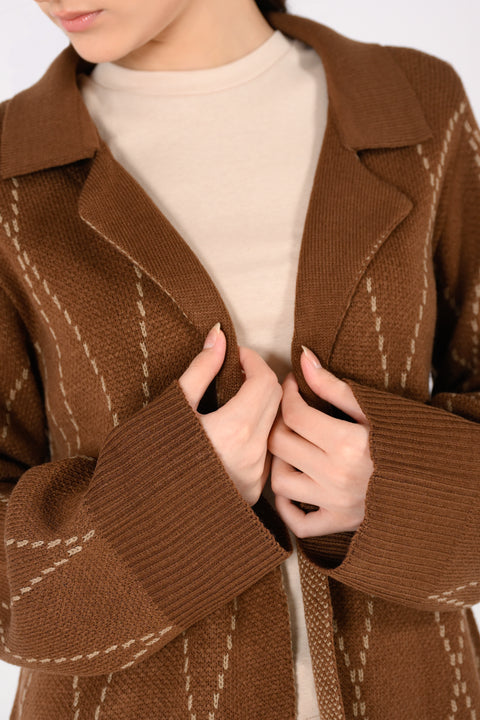 ARGYLE CARDIGAN WITH NOTCH COLLAR