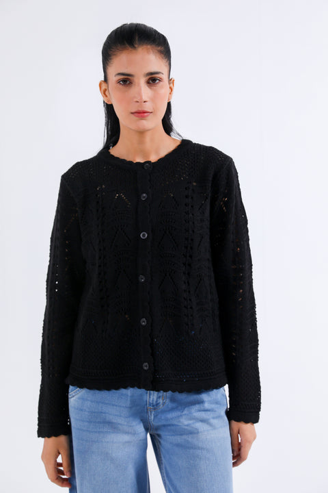CARDIGAN WITH SCALLOP DETAIL