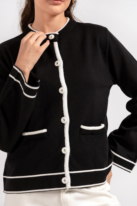 CONTRAST KNIT SWEATER