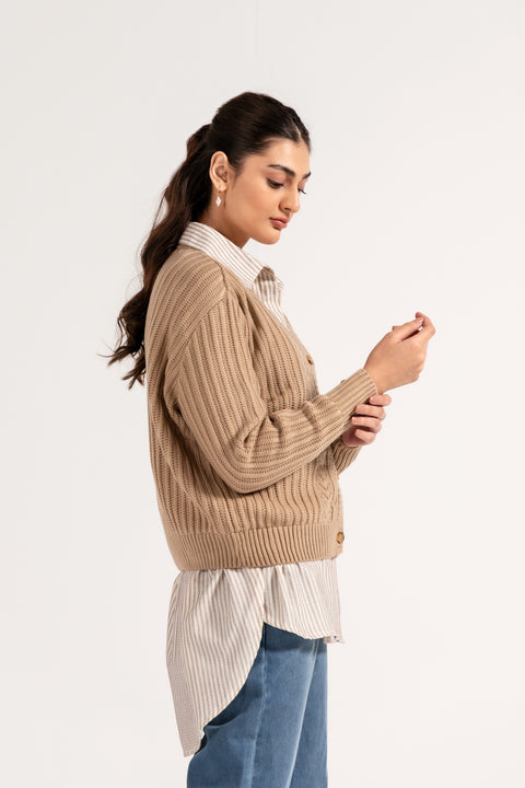 EYELET DETAIL CARDIGAN